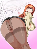 Comics officelady shows her pantyhose ass
