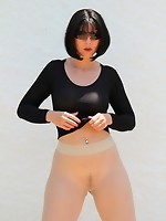 MILF Desyra Noir in nude seamless pantyhose